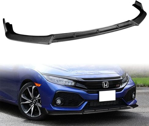 3 Pieces Type-R Style Front Bumper Lip Chin Spoiler Splitter Side Body Kit Trim Protection Compatible with 2017-2021 Honda Civic Si Model, 2018 2019 2020 (Painted Black) in Saudi Arabia