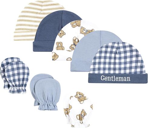 Hudson Baby Infant Girl Cat Cap و Scratch Mitten Set ، نبات نباتي حديث ، من 0 إلى 6 أشهر in Kuwait