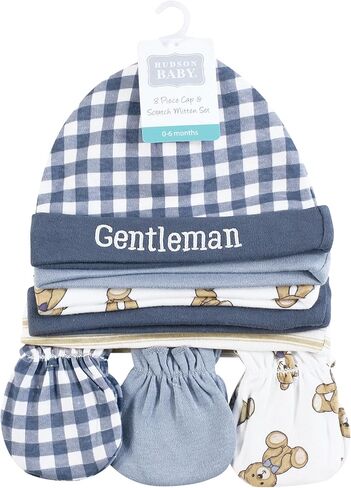 Hudson Baby Infant Girl Cat Cap و Scratch Mitten Set ، نبات نباتي حديث ، من 0 إلى 6 أشهر in Kuwait