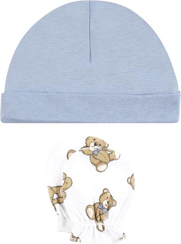 Hudson Baby Infant Girl Cat Cap و Scratch Mitten Set ، نبات نباتي حديث ، من 0 إلى 6 أشهر in Kuwait