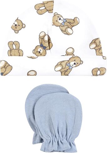 Hudson Baby Infant Girl Cat Cap و Scratch Mitten Set ، نبات نباتي حديث ، من 0 إلى 6 أشهر in Kuwait