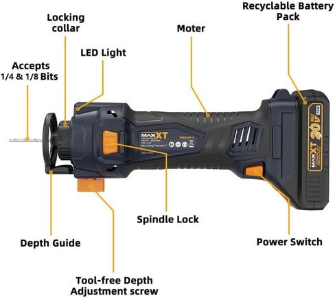MAXXT Cordless Cut Off Tool, Drywall Rotary Saw 28000 RPM,Tool Free Depth Adjustment, Drywall Cutting Tool for Plywood/Wood/Drywall(Tool Only) in Saudi Arabia