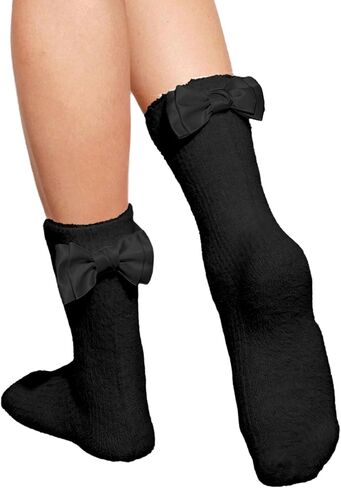 Wdirara Women's Bow Socks Socks Fuzzy Healses لطيف مريح مريح خريف شتاء الجوارب in Kuwait