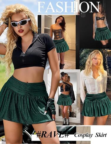 Avidlove Women Ruffle Skirt Ruched Waist Short Skirts Sexy Glitter Skirt Mini Lingerie Skirts in Kuwait