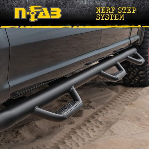 RealTruck Nerf Steps for Dodge RAM | Cab Length, Heavy Duty Steel, Textured Black | D0273QC-TX | Fits 2002-2008 Dodge RAM 1500, 2002-2009 2500/3500 Quad Cab 4 Door, SRW/DRW Gas/Diesel in Kuwait