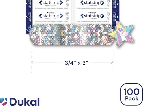 Glitter Stat Strip Design Adhesive Strip, ¾ x 3 Inch, Dukal 1075413, 100 Count in Saudi Arabia