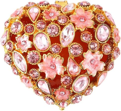 QIFU Elegant Heart Shaped Trinket Box with Colorful Enamel and Shine Rhinestones, Classical Jewelry Box for Rings or Earrings, Unique Ring Box to Show Your Ring in Style in Kuwait
