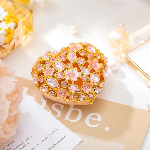 QIFU Elegant Heart Shaped Trinket Box with Colorful Enamel and Shine Rhinestones, Classical Jewelry Box for Rings or Earrings, Unique Ring Box to Show Your Ring in Style in Kuwait