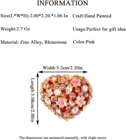 QIFU Elegant Heart Shaped Trinket Box with Colorful Enamel and Shine Rhinestones, Classical Jewelry Box for Rings or Earrings, Unique Ring Box to Show Your Ring in Style in Kuwait
