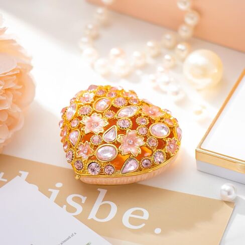 QIFU Elegant Heart Shaped Trinket Box with Colorful Enamel and Shine Rhinestones, Classical Jewelry Box for Rings or Earrings, Unique Ring Box to Show Your Ring in Style in Kuwait