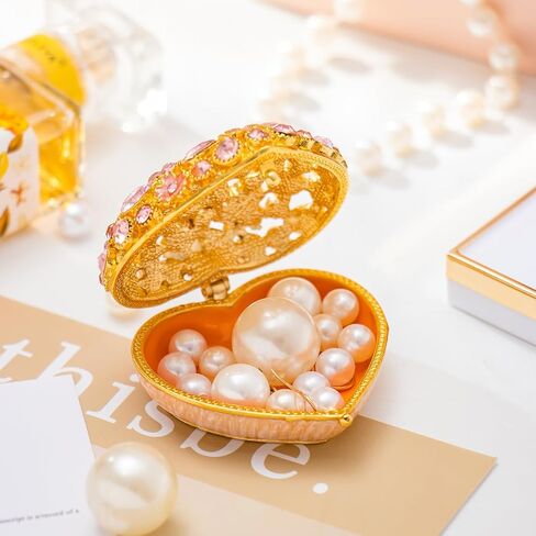 QIFU Elegant Heart Shaped Trinket Box with Colorful Enamel and Shine Rhinestones, Classical Jewelry Box for Rings or Earrings, Unique Ring Box to Show Your Ring in Style in Kuwait