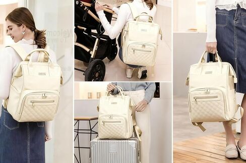 Baby Diaper Bag Backpack, Vegan Leather Diaper Backpack with Laptop Compartment 15.6 inch, Baby Bag Large Capacity, Waterproof Travel Backpack(Brown) in Kuwait