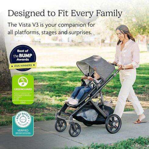 uppababy vista v3 stroller + bassinet v3- نظام عربة أحادية إلى مزدوجة قابلة للتحويل- السحلي ، مقعد طفل صغير ، درع الأخطاء ، درع المطر- Gwen (Green Mélange/Carbon Leather) in Saudi Arabia