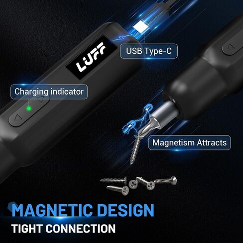 Electric Screwdriver Set, 4V Cordless Rechargeable Screwdriver with Digital Display 8 Settings, 5 N.m Torque, 2000 mAh Battery USB-C, Storage Bag, LED Light, 15 Bits for Furniture/Electrical Repairs in Saudi Arabia