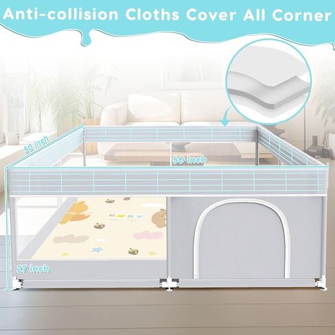 Baby playpen, 65x65 Inch Hexagonal Baby playpen for Babies and Toddlers, Baby Fence Play Pens for Indoor & Outdoor, Sturdy Safety Play Yard with Soft Breathable Mesh, Anti-Fall, Grey in Kuwait
