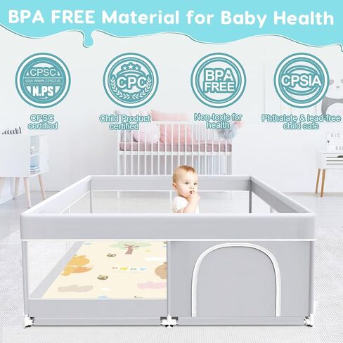 Baby playpen, 65x65 Inch Hexagonal Baby playpen for Babies and Toddlers, Baby Fence Play Pens for Indoor & Outdoor, Sturdy Safety Play Yard with Soft Breathable Mesh, Anti-Fall, Grey in Kuwait