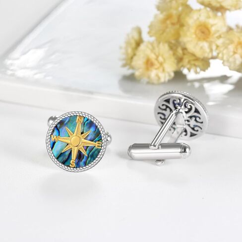 Thors Hammer Cufflinks for Men Sterling Silver Mjölnir Abalone Shell Cuff Links Amulet Jewelry for Men Father Business Tuxedo Groomsmen in Saudi Arabia