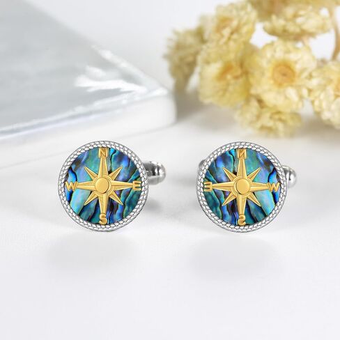 Thors Hammer Cufflinks for Men Sterling Silver Mjölnir Abalone Shell Cuff Links Amulet Jewelry for Men Father Business Tuxedo Groomsmen in Saudi Arabia