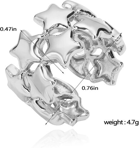 Chunky Gold Rings for Women Vintage Gold Star Rings Statement Wide Chunky Rings Non Tarnish Trendy Irregular Rings Fashion Thumb Rings in Saudi Arabia
