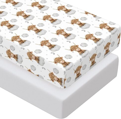 Peryiter 2 Pack Bow Crib Sheets for Girls Coquette Bed Sheet Set Fitted 52'' x 28" for Standard Crib Mattress Stretchable Soft Toddler Aesthetic Nursery Decor(Pink) in Kuwait