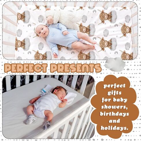 Peryiter 2 Pack Bow Crib Sheets for Girls Coquette Bed Sheet Set Fitted 52'' x 28" for Standard Crib Mattress Stretchable Soft Toddler Aesthetic Nursery Decor(Pink) in Kuwait