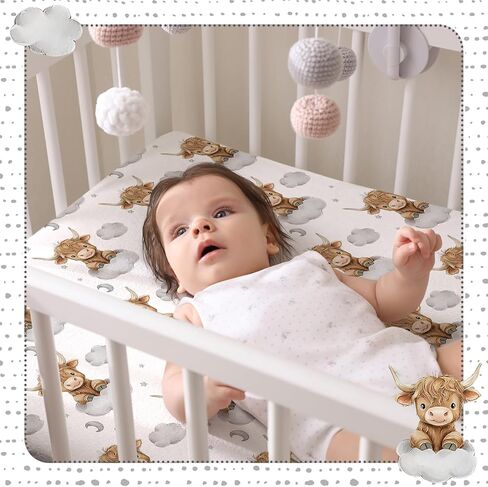 Peryiter 2 Pack Bow Crib Sheets for Girls Coquette Bed Sheet Set Fitted 52'' x 28" for Standard Crib Mattress Stretchable Soft Toddler Aesthetic Nursery Decor(Pink) in Kuwait