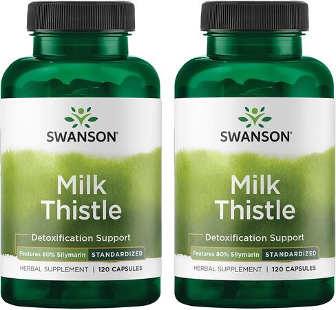 Swanson Milk Thistle (Standardized) - Herbal Liver Support Supplement w/ 80% Silymarin - Natural Formula Helping to Maintain Overall Health & Wellbeing - (120 Capsules) in Kuwait