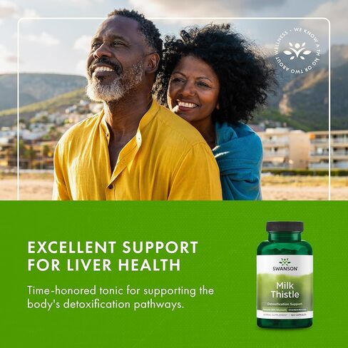 Swanson Milk Thistle (Standardized) - Herbal Liver Support Supplement w/ 80% Silymarin - Natural Formula Helping to Maintain Overall Health & Wellbeing - (120 Capsules) in Kuwait