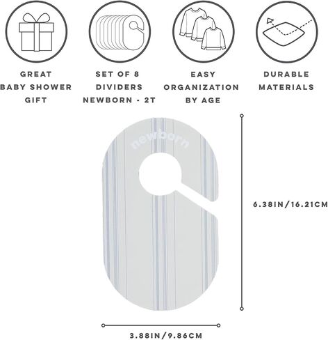 3 Sprouts Baby Closet Dividers Set of 8 - Baby Clothes Organizer Toddler Hanger, Double-Sided Size Labels - Nursery Organization for Baby Clothing Newborn Infant to 2T Boy & Girl - Double Dot in Kuwait