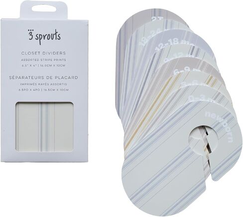 3 Sprouts Baby Closet Dividers Set of 8 - Baby Clothes Organizer Toddler Hanger, Double-Sided Size Labels - Nursery Organization for Baby Clothing Newborn Infant to 2T Boy & Girl - Double Dot in Kuwait