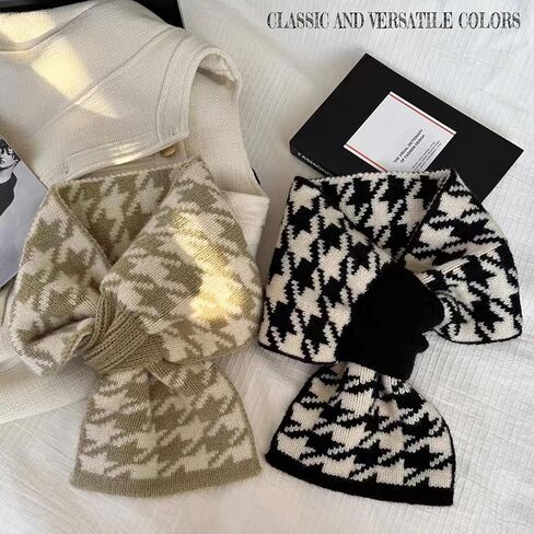 Winter Warm Knitted Scarf Women's Premium Houndstooth Collar Scarves in Kuwait