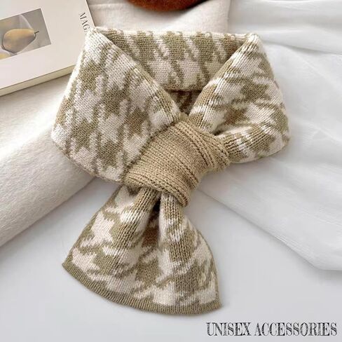 Winter Warm Knitted Scarf Women's Premium Houndstooth Collar Scarves in Kuwait
