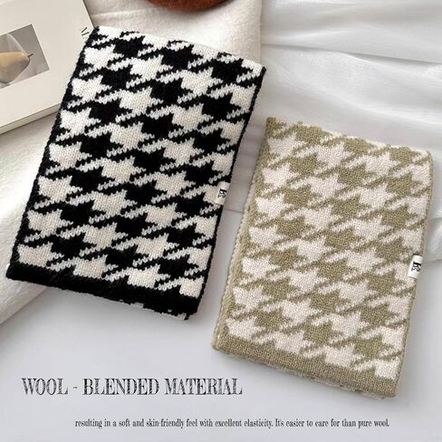 Winter Warm Knitted Scarf Women's Premium Houndstooth Collar Scarves in Kuwait