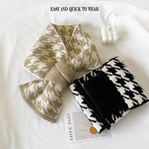 Winter Warm Knitted Scarf Women's Premium Houndstooth Collar Scarves in Kuwait