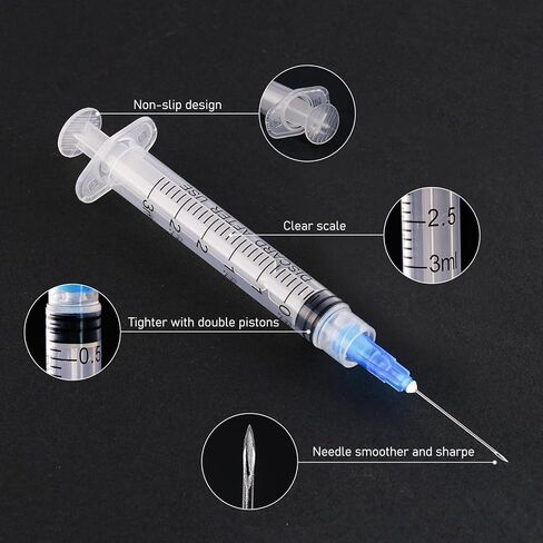 100 Pack 1ml Syringe with 27Gauge 1/2Inch (13mm) Needle Luer Lock, Disposable Lab Injection Syringes Individually Wrapped in Kuwait