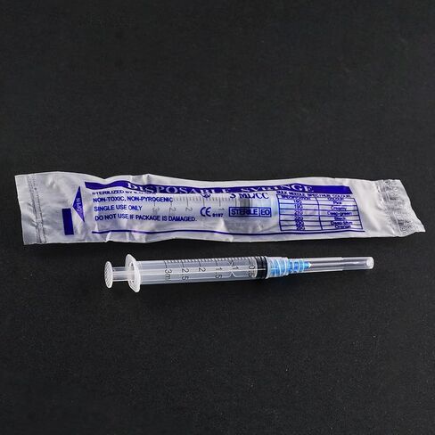 100 Pack 1ml Syringe with 27Gauge 1/2Inch (13mm) Needle Luer Lock, Disposable Lab Injection Syringes Individually Wrapped in Kuwait