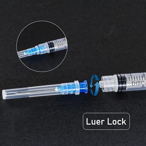 100 Pack 1ml Syringe with 27Gauge 1/2Inch (13mm) Needle Luer Lock, Disposable Lab Injection Syringes Individually Wrapped in Kuwait