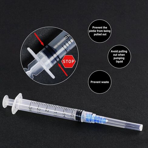100 Pack 1ml Syringe with 27Gauge 1/2Inch (13mm) Needle Luer Lock, Disposable Lab Injection Syringes Individually Wrapped in Kuwait