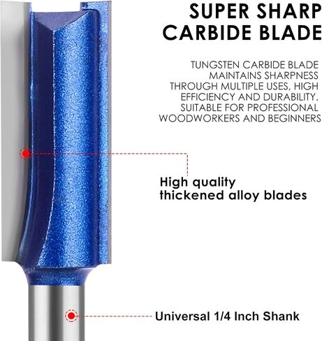 Pattern Flush Trim Router Bits 1/4 Shank, Bottom Bearing Pattern Router bit Set, Cutting Diameter: 1/2", Cutting Height Respectively 1/2", 3/4", 1", 1-1/2" for Home DIY and Woodworking in Saudi Arabia