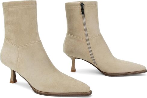 SOVANYOU Women's Kitten Heel Pointed Toe Booties Stiletto Boots Side Zipper Ankle Boots in Kuwait
