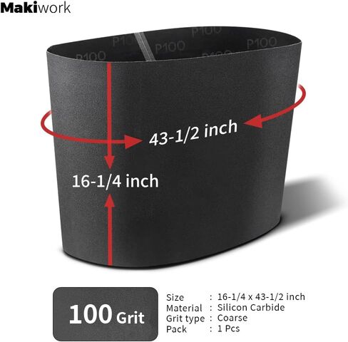 100 الحصباء الناقل الحزامية الحزام الرملي-متوافق مع Supermax 16-32 Sander ، كربيد السيليكون ، 16-1/4 "× 43-1/2" in Kuwait