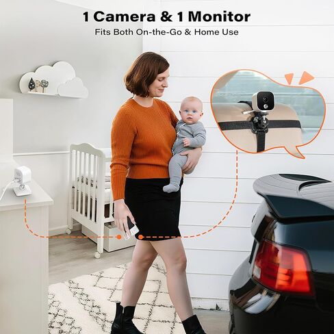 A2C Wireless Baby Car Camera, USB Powered Baby Monitor for Car Backseat & Home, 5" HD 1080P Auto/Manual Night Vision Screen with 7-Hour Battery, Rear Facing Carseat Monitor, for Travel & Home Safety in Saudi Arabia