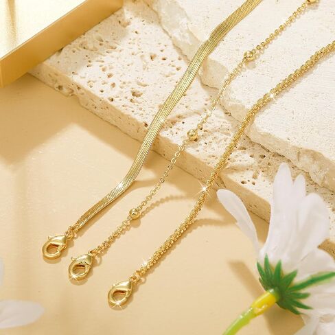 أساور ذهبية مطرزة للنساء، أساور ذهبية قابلة للتكديس للنساء غير مشوهة، سوار من الخرز المطلي بالذهب الحقيقي عيار 14 قيراط مقاوم للماء مع أساور حروف in Kuwait