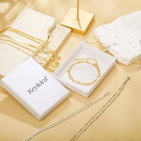 أساور ذهبية مطرزة للنساء، أساور ذهبية قابلة للتكديس للنساء غير مشوهة، سوار من الخرز المطلي بالذهب الحقيقي عيار 14 قيراط مقاوم للماء مع أساور حروف in Kuwait