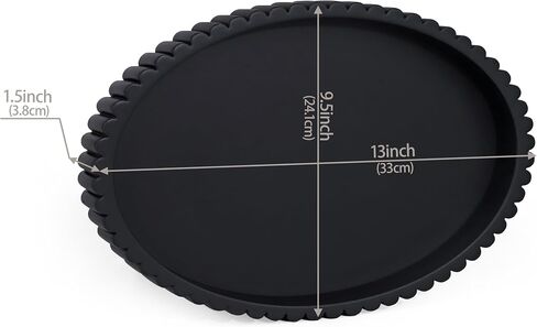 Vixdonos Oval Decorative Concrete Tray,Bandejas Decorativas for Coffee Table,Ottoman Tray for Living Room Decor,13X9.5X1.5 Inches(Black) in Kuwait