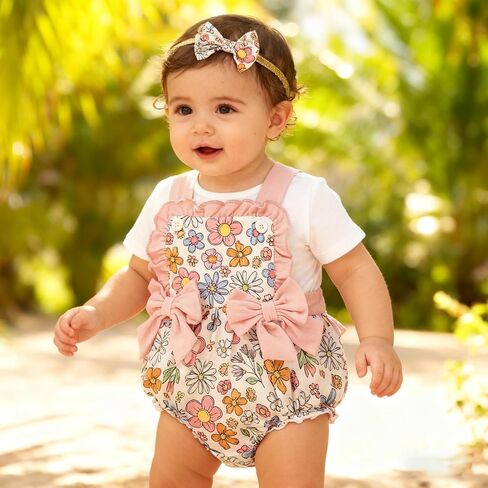 GRNSHTS Baby Girl Summer Romper Infant Floral Fruit Print Clothes Toddler Ruffles Bodysuit Sleeveless Strap One Piece Outfits in Saudi Arabia