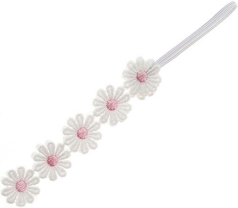 2pcs طفلة فتاة الدانتيل زهرة العصابات ناعمة مرنة الشعر العصابات الرأس لطيف الأزهار لتصوير الطفل (أصفر ، وردي ، 14.96 بوصة) in Kuwait