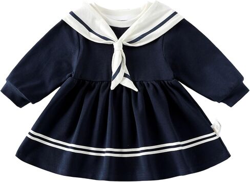 Baby Toddler Girl's Nautical Dress Cap Sleeve Sailor Uniform Dress for Girl 6M-3 Years in Saudi Arabia
