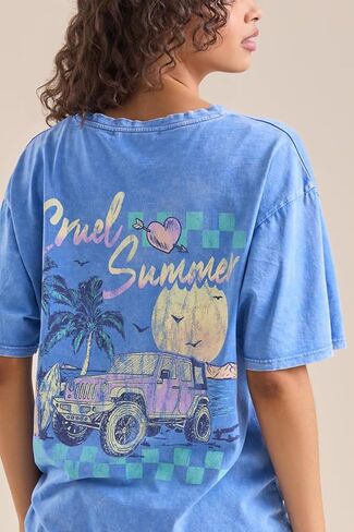Oversized Graphic Tshirts for Women Teens Y2K Flower Short Sleeve Baggy Shirts Summer Aesthetic Beachy Coastal Tops in Saudi Arabia