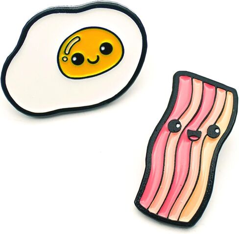 Enamel Pin Set (2 Pins Per Set) for Backpack, Bag, Lapel, Kawaii Button Collector - Avocado & Toast in Kuwait
